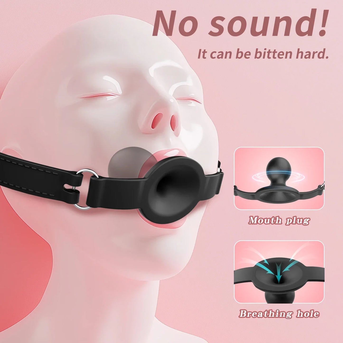 ที่อุดปากซิลิโคนแบบใหม่ BDSM ที่อุดปากลูกบอลระบายอากาศได้ เข็มขัดปรับได้ อุปกรณ์สำหรับผู้ใหญ่ เกมสำหรับผู้ใหญ่ ของเล่นทางเพศสำหรับคู่รัก ของเล่นสวมบทบาท ร้านขายของเล่นทางเพศ