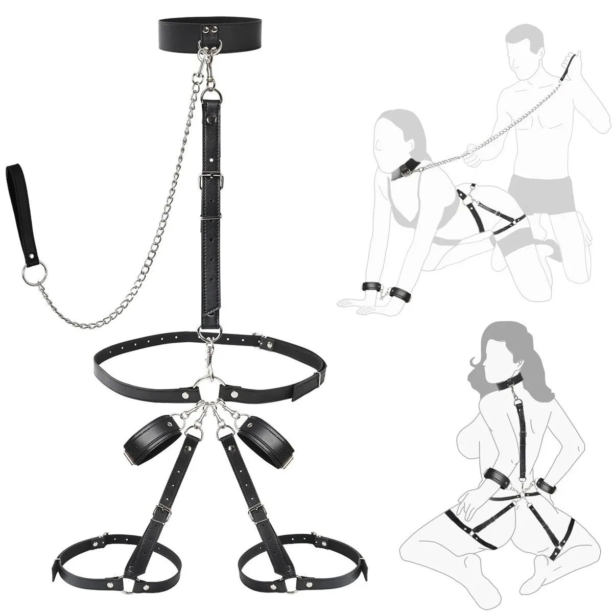 ชุดอุปกรณ์สำหรับเล่น Sex Bondage SM ของเล่นผู้ใหญ่ 7 ชิ้น กุญแจมือ สายรัด อุปกรณ์ประกอบฉากปรับได้สำหรับเล่น Self Bondage ของเล่น BDSM อุปกรณ์ Fetish Bondage