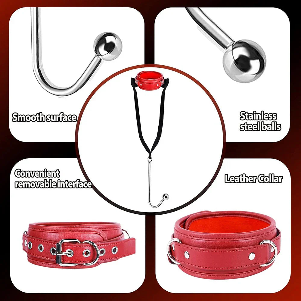 ชุดรัดกาม BDSM สำหรับผู้ใหญ่ กุญแจมือ/ข้อเท้า หนัง ปรับขนาดได้ ปลอกคอ ปลั๊กทวาร สำหรับคู่รัก ของเล่นสวมบทบาท SM