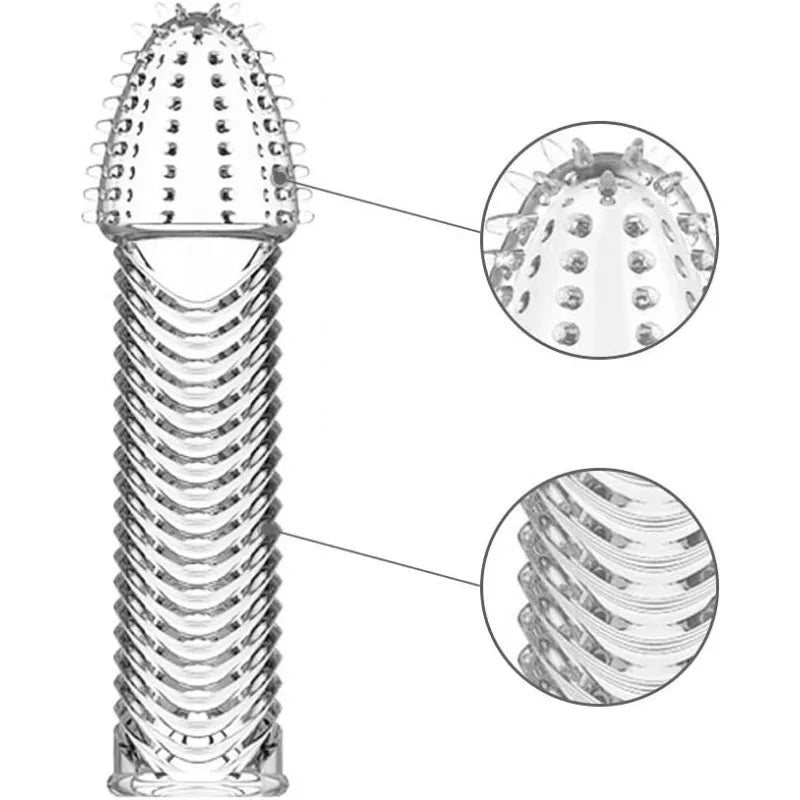 Silicone Penis Sleeves Reusable Condoms Cock Enlarger Penis Erection Sex Toy for Men Transparent Penis Enlargement Men Sex Toys