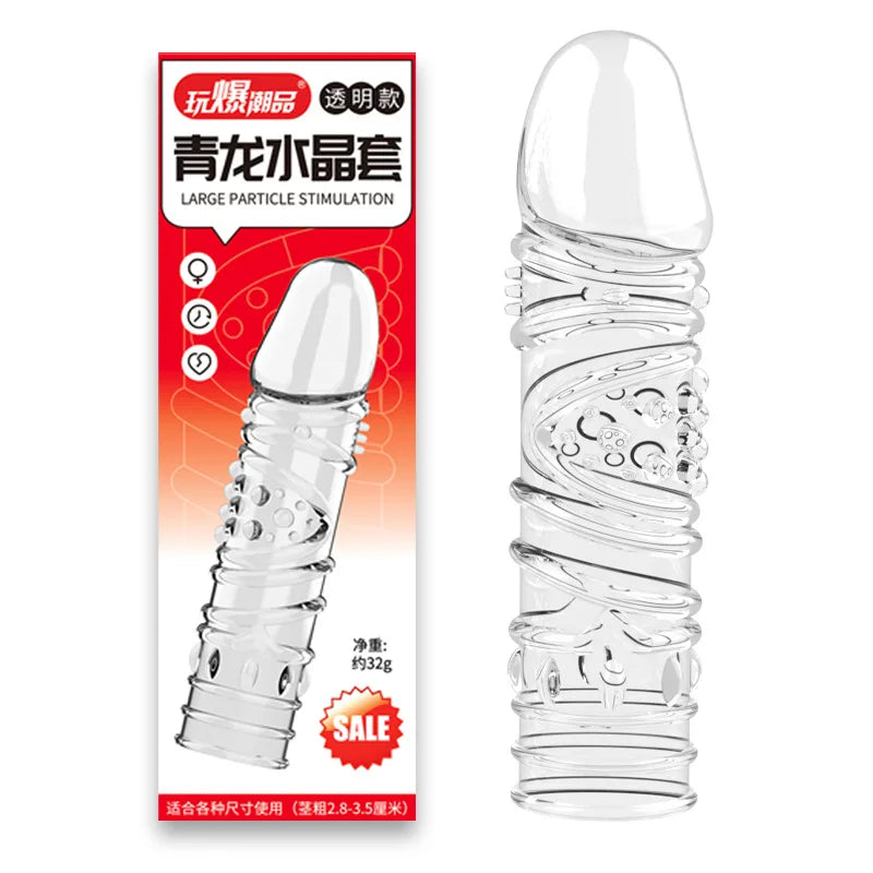 Silicone Penis Sleeves Reusable Condoms Cock Enlarger Penis Erection Sex Toy for Men Transparent Penis Enlargement Men Sex Toys