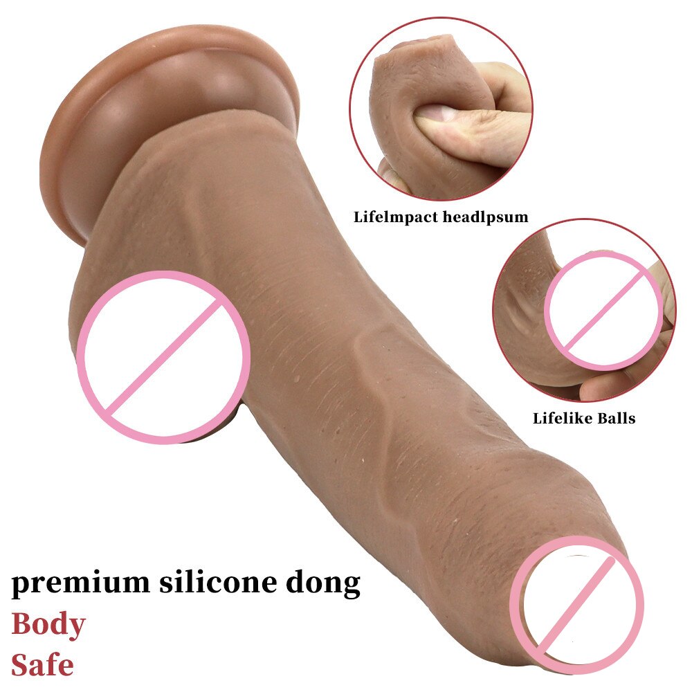 Strong ชายเลื่อน Foreskin Big Dildo ผิวรู้สึกดูดถ้วยหนา Cock ผู้ใหญ่ของเล่นสำหรับผู้ชายผู้หญิงเกย์คู่ซิลิโคนอวัยวะเพศชาย