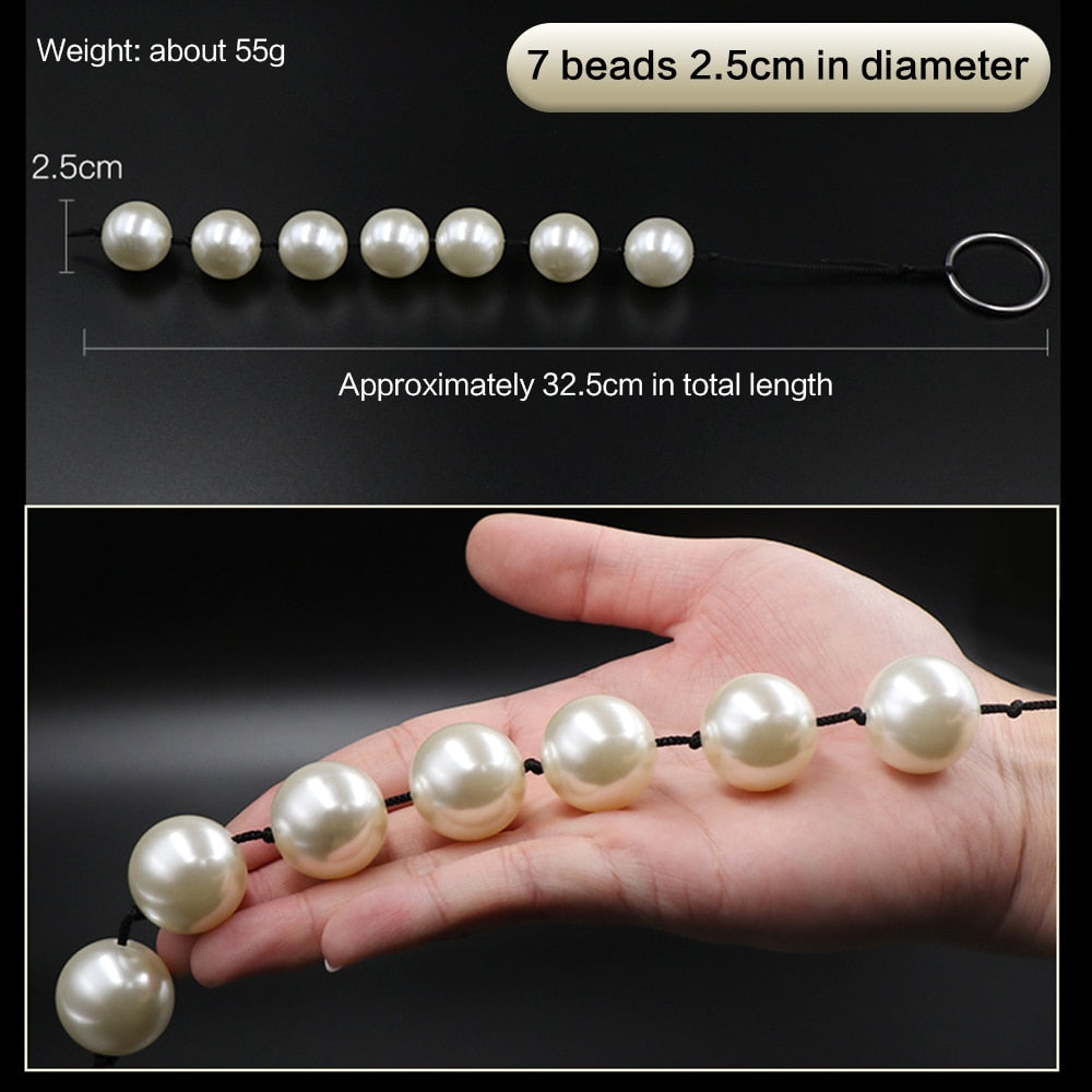 Super Large Pearl Anal Plugs Long Anal Beads Butt Plug Vaginal Balls Sex Toys for Women Men Handheld Anus Masturbator Expander