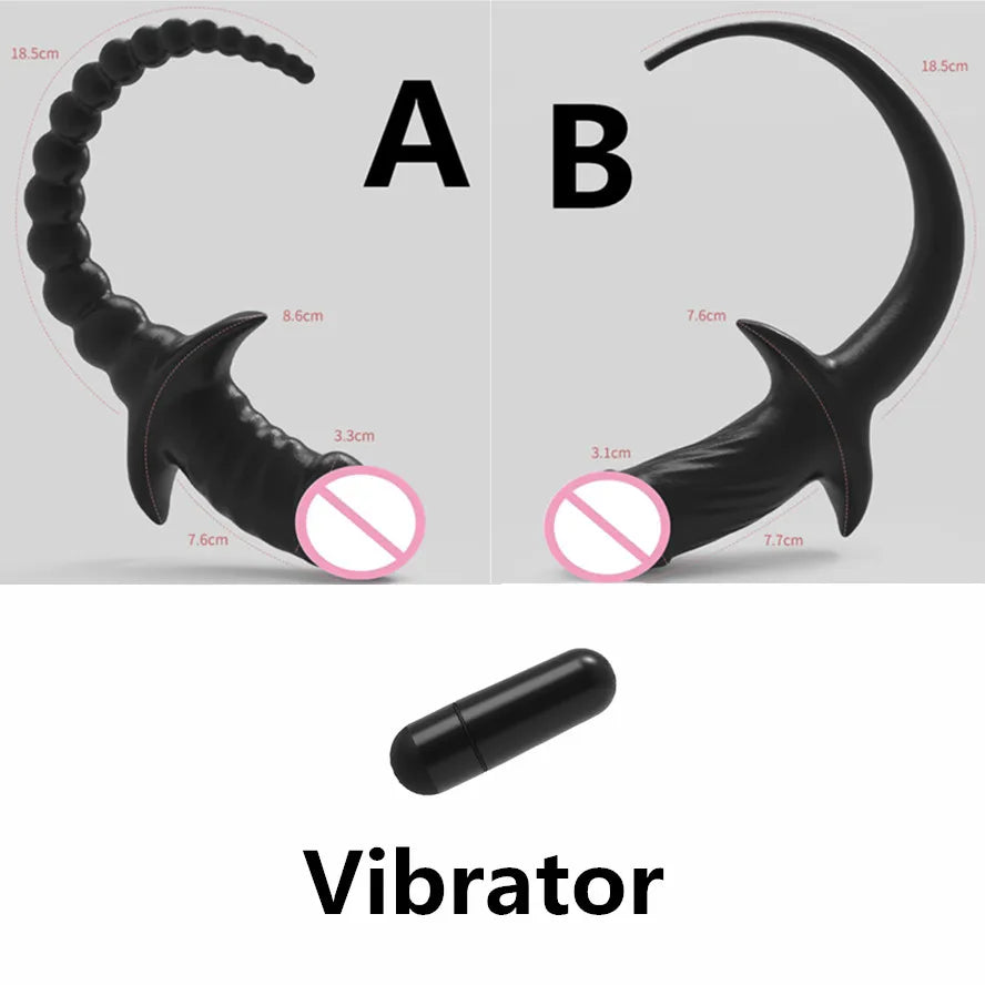 TPE with Vibrator Dog Tail Butt Plug Puppy Tail Anal Plug Toys G-spot Stimulator Erotic Adult Toys Slave Women Tail Gay Sex Toys