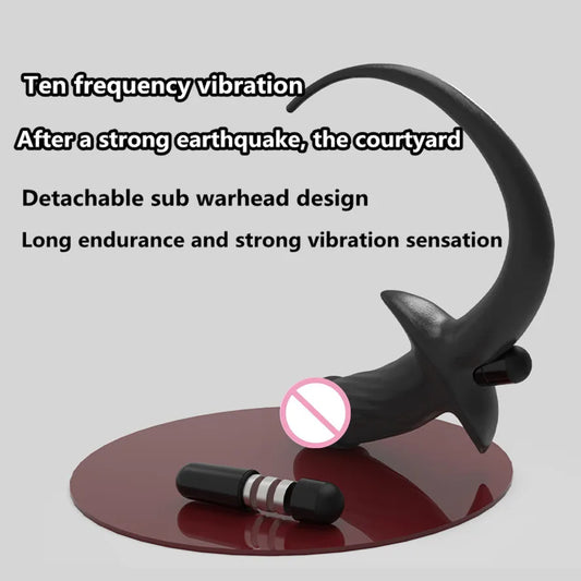 TPE with Vibrator Dog Tail Butt Plug Puppy Tail Anal Plug Toys G-spot Stimulator Erotic Adult Toys Slave Women Tail Gay Sex Toys