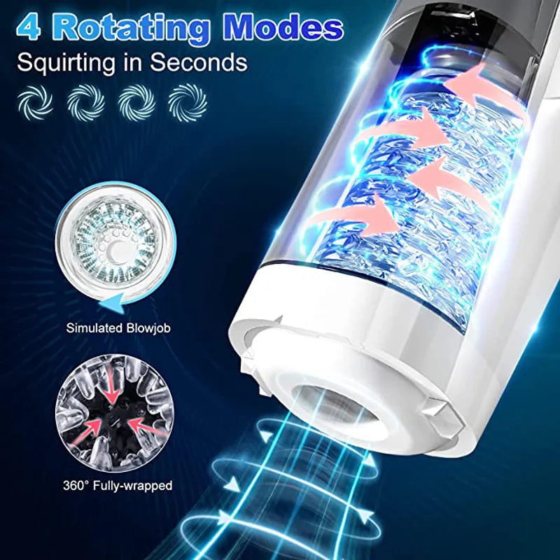 Telescopic หมุนชาย Masturbator ถ้วยสินค้าของเล่นสำหรับผู้ใหญ่ผู้ชาย Voice Interaction เครื่องบินถ้วยซิลิโคนช่องคลอด