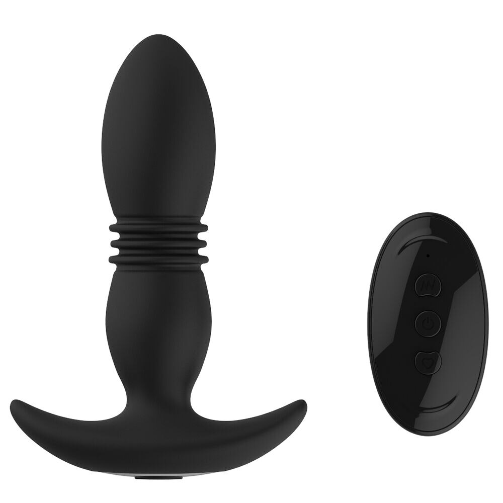 Thrusting เครื่องสั่น Dildo Anal Plug Vibrator สำหรับชายต่อมลูกหมากนวด Masturbators Remote Butt Plug Telescopic Vibrator SexToys