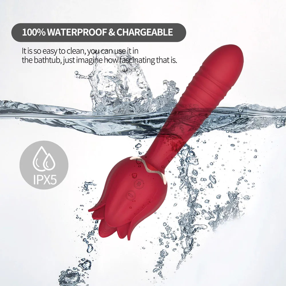 ไวเบรเตอร์ดิลโด้แบบสั่น Rose Sex Toy สำหรับผู้หญิง
