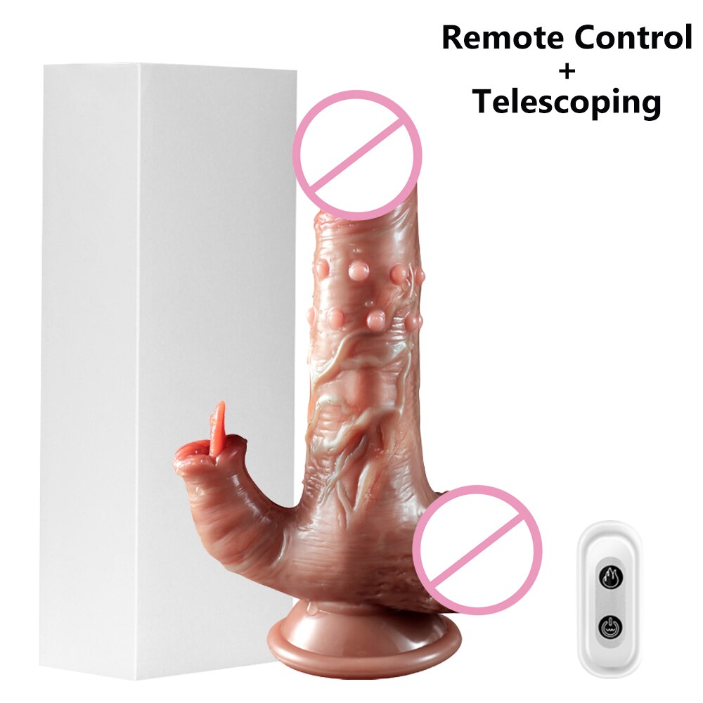 Thrusting Dildo จริง Vibrator ดูดถ้วย Telescopic ความร้อน Penis Vibrator หญิง Masturbator เซ็กซ์ทอยสำหรับสตรี