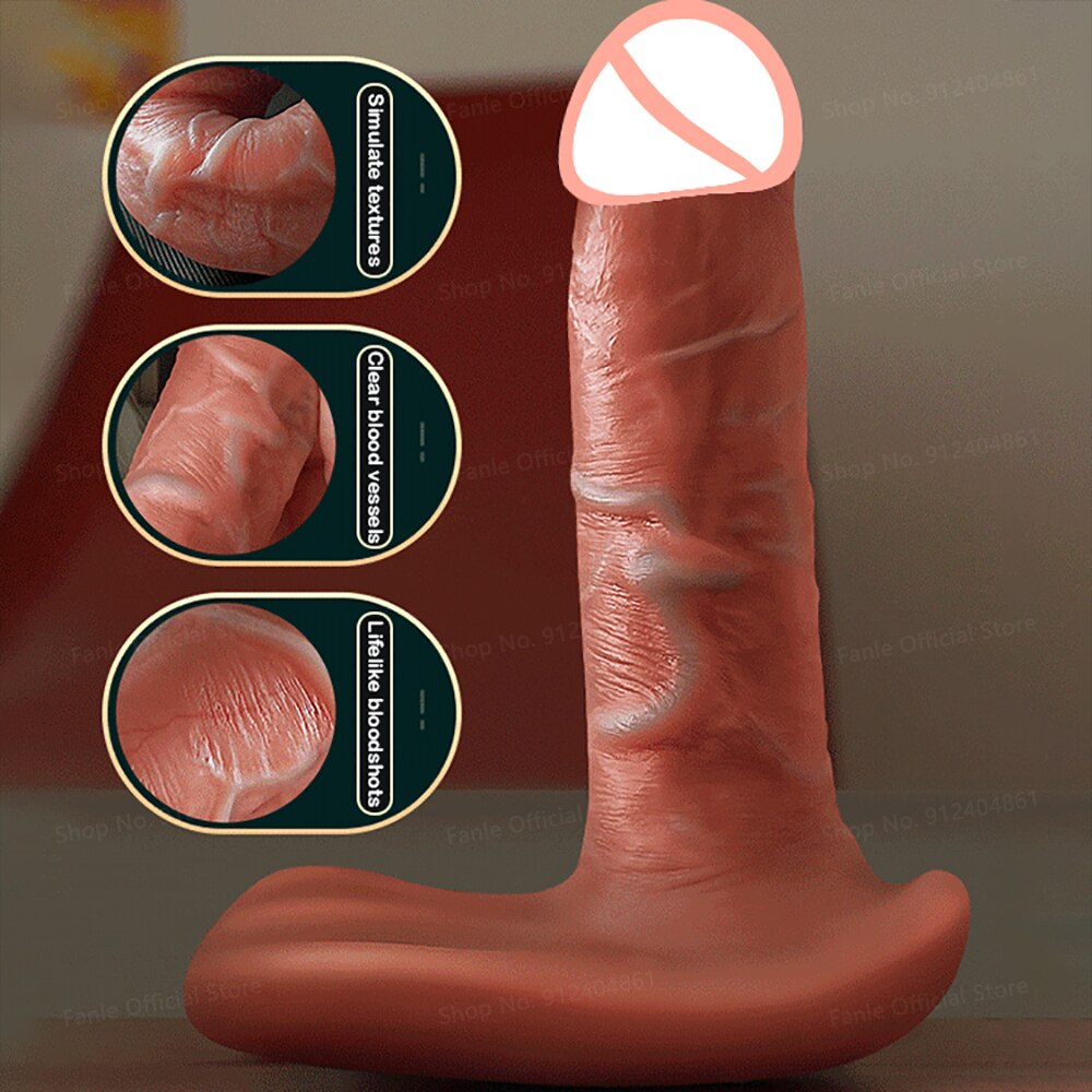 รีโมทคอนโทรล Thrusting จริงซิลิโคน Dildo Vibrators สำหรับผู้ใหญ่ผู้หญิง Telescopic อวัยวะเพศชายหญิงช่องคลอด Masturbator เพศของเล่น