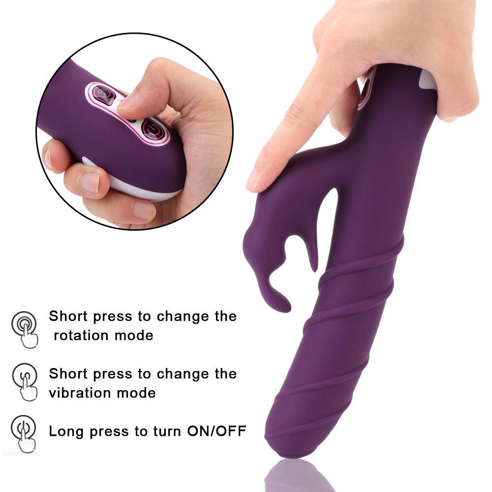 อุปกรณ์กระตุ้นคลิตอริสช่องคลอด G-Spot ดิ๊กสั่น ของเล่นทางเพศสำหรับผู้ใหญ่ มอเตอร์คู่ ของเล่นทางเพศสำหรับผู้หญิง เครื่องสั่นกระต่ายหมุนได้