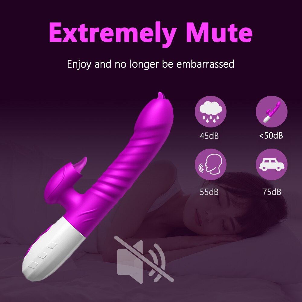 ใหม่คู่ลิ้น Vibrating Dildo Telescopic หมุน Vibrators สำหรับผู้หญิง Anal ช่องคลอด Clitoris Stimulator ผู้ใหญ่เซ็กซ์ทอย