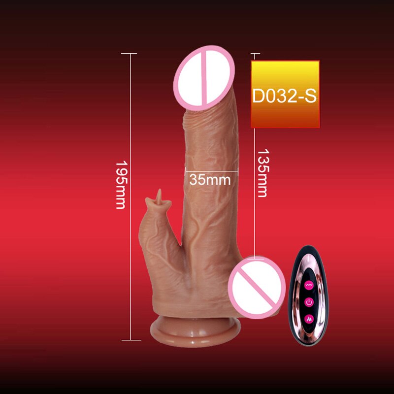 เลียยาง Vibrator สำหรับผู้หญิง Clitoris Stimulator รีโมทคอนโทรล Vibrating Dildo สำหรับผู้หญิง Telescopic เครื่องทำความร้อน Vibrator ของเล่น
