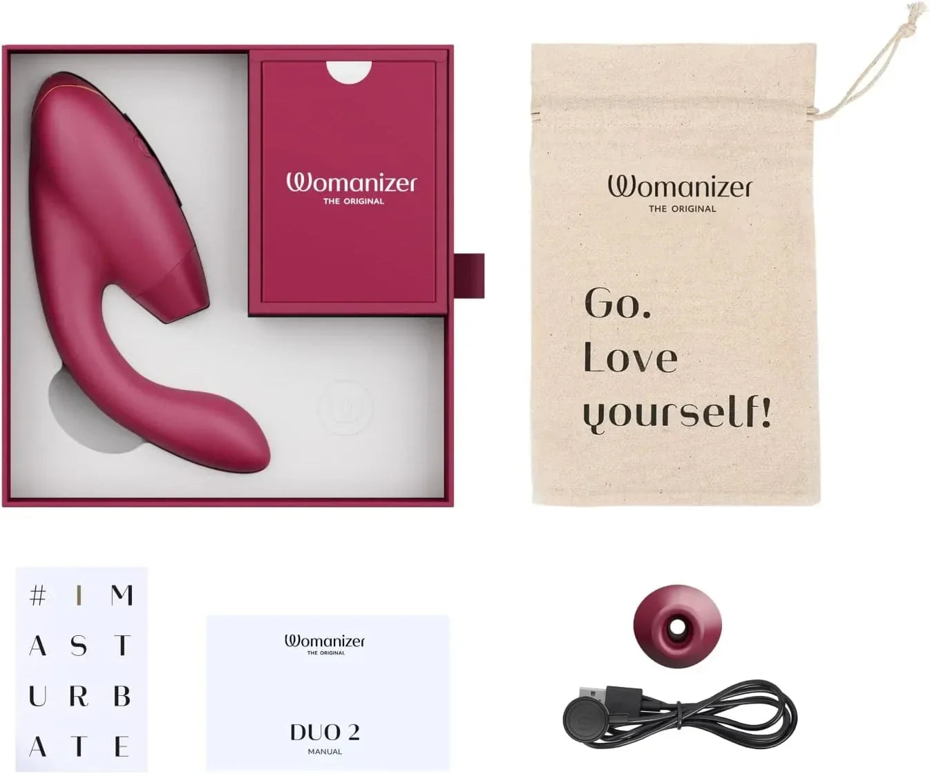 Womanizer Duo 10 โหมดการดูด & 14 ระดับความเข้มข้น อุปกรณ์กระตุ้นความรู้สึกทางเพศสำหรับกระตุ้นคลิตอริสและจุด G ชาร์จแม่เหล็ก IPX7