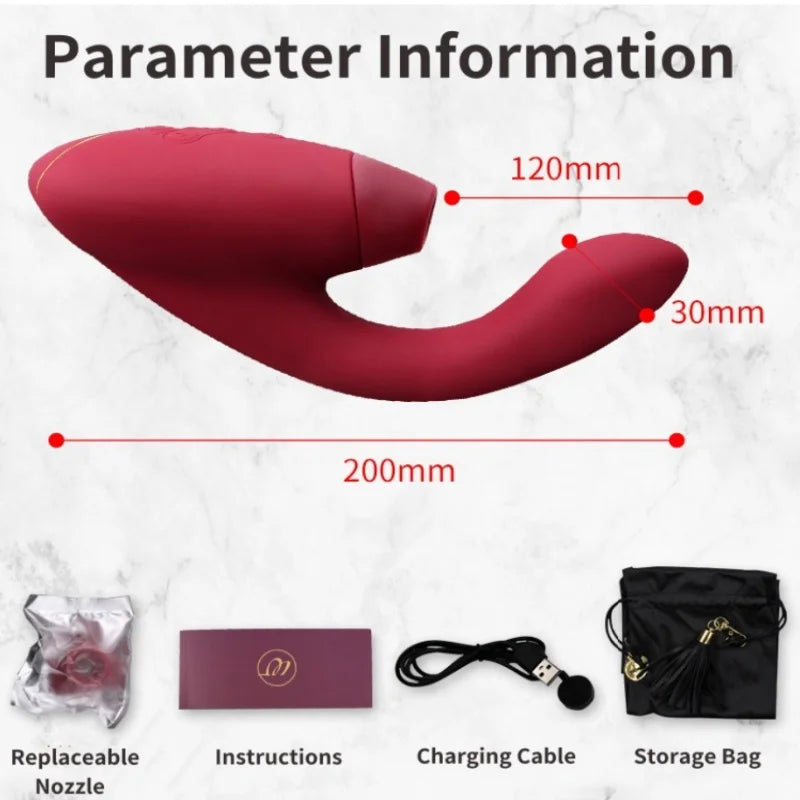 Womanizer Duo 10 โหมดการดูด & 14 ระดับความเข้มข้น อุปกรณ์กระตุ้นความรู้สึกทางเพศสำหรับกระตุ้นคลิตอริสและจุด G ชาร์จแม่เหล็ก IPX7