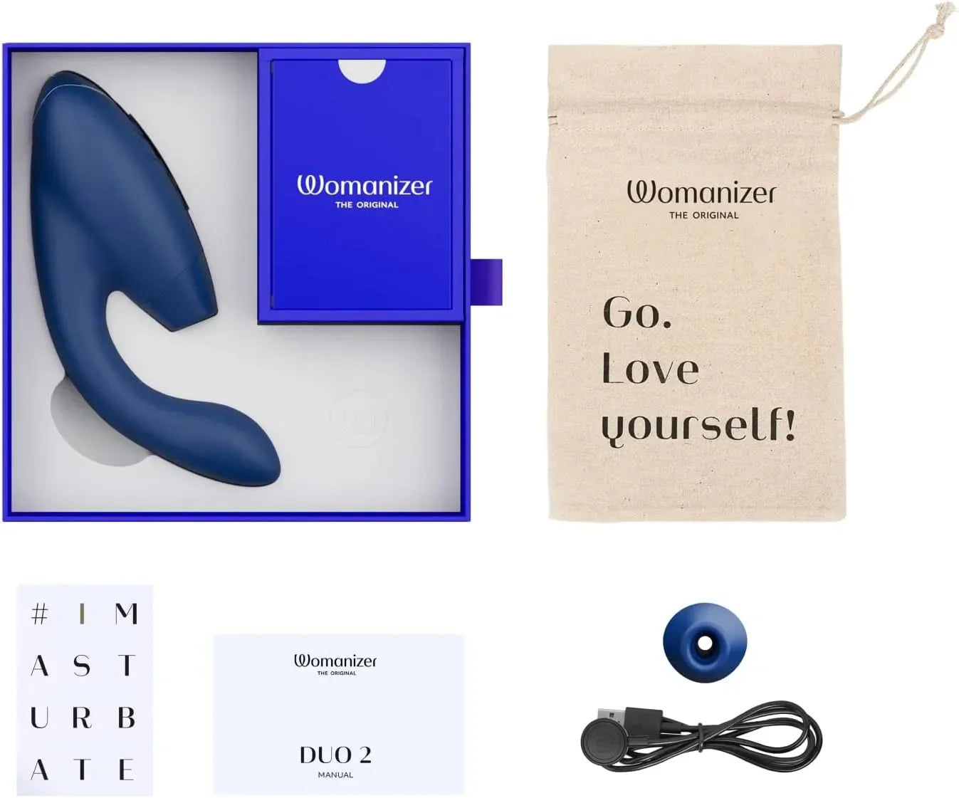 Womanizer Duo 10 โหมดการดูด & 14 ระดับความเข้มข้น อุปกรณ์กระตุ้นความรู้สึกทางเพศสำหรับกระตุ้นคลิตอริสและจุด G ชาร์จแม่เหล็ก IPX7