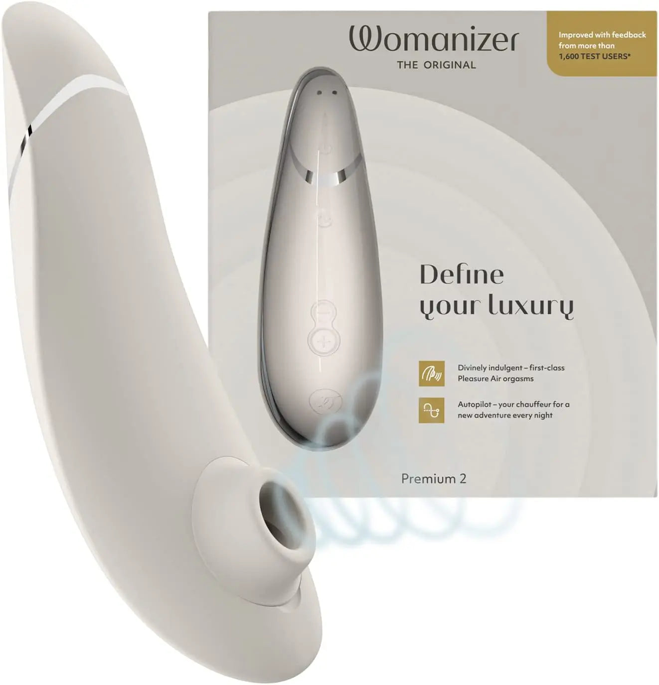 Womanizer Premium 2 เครื่องสั่นกระตุ้นจุดซ่อนเร้นสำหรับผู้หญิง, ของเล่นนวดกระตุ้นอารมณ์สำหรับผู้หญิง