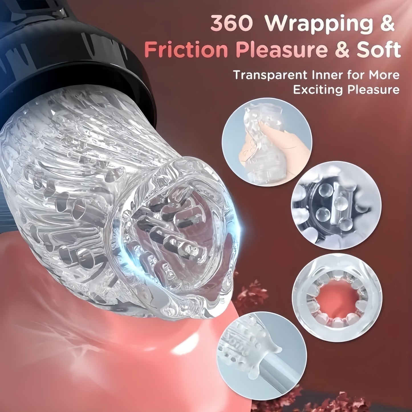 Ultimate Male Masturbator Sex Toy. Automatic 9 Thrusting & Rotating Modes. TPE Material. USB Powered. Hand Washable. Solid Color Design. Adult Pleasure Machine for Men