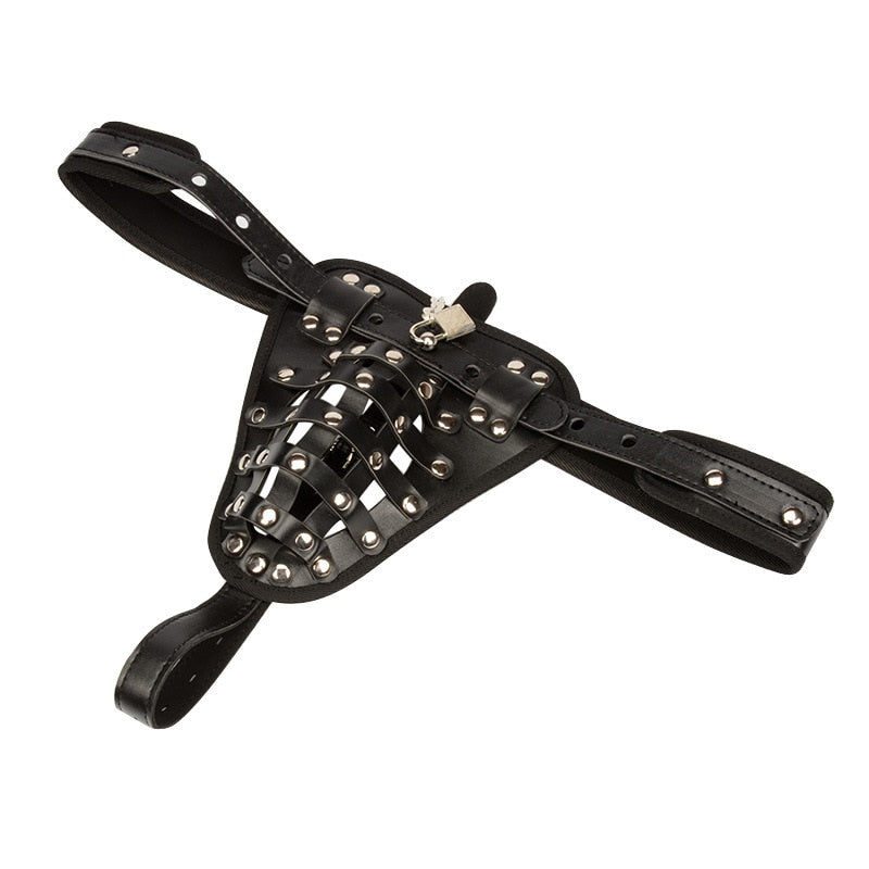 Chastity Pant PU Leather Chastity Device Sexy Underwear Lock Adult Erotic Penis Cage Cock Rings Bondage Sex Toys for Men Luxury
