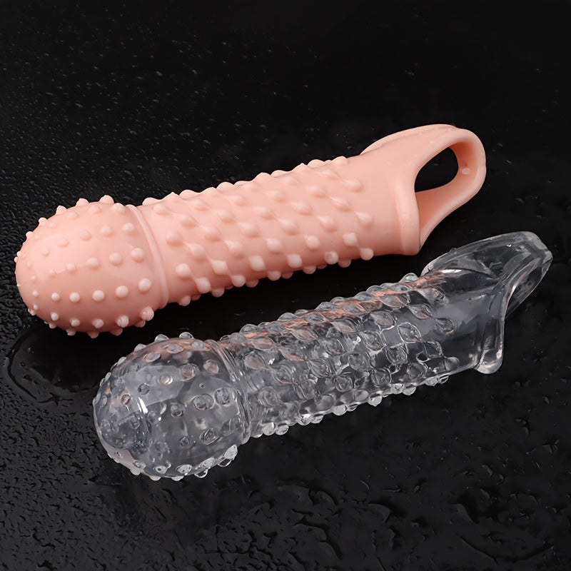 2pcs Penis Enhancer Sleeves with Stretch G-Spot Stimulation - Reusable Cock Ring & Nozzle for Men's Sexual Pleasure Sex Toy For Men Masturbating Sex Toy For Men Anal